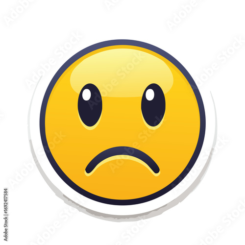 A yellow emoji with a sad expression, featuring a curved mouth and oval eyes, conveying unhappiness.