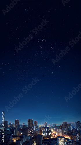 Wallpaper Mural Majestic Cityscape Illuminated Under a Vast Starry Night Sky with a Galaxy of Lights Torontodigital.ca