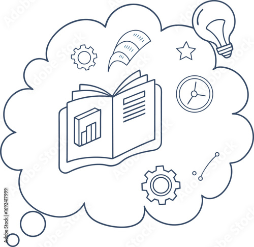A vector illustration set of cloud computing icons symbolizing technology, data, and internet communication between various devices like laptops, tablets, and phones