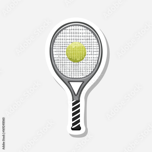 Illustration of a tennis racket with a tennis ball, ready for a game on the court.