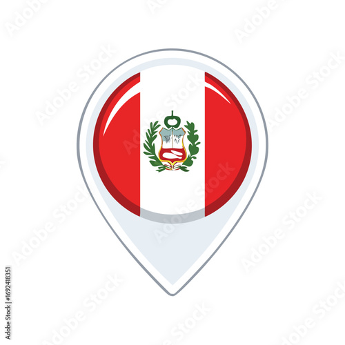 A detailed illustration of a location pin featuring the flag of Peru.