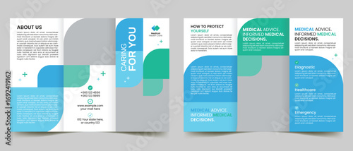 Medical healthcare trifold brochure template and medical service center