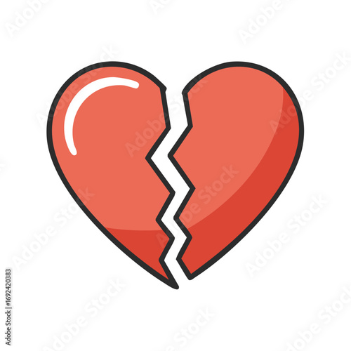 A simple illustration of a broken heart, symbolizing sadness, loss, or heartbreak.