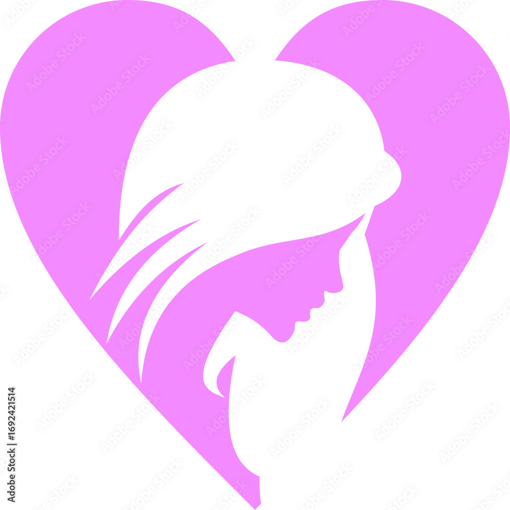 vector illustration of a woman on beauty woman heart vector logo vector illustration of a woman on beauty woman heart vector logo