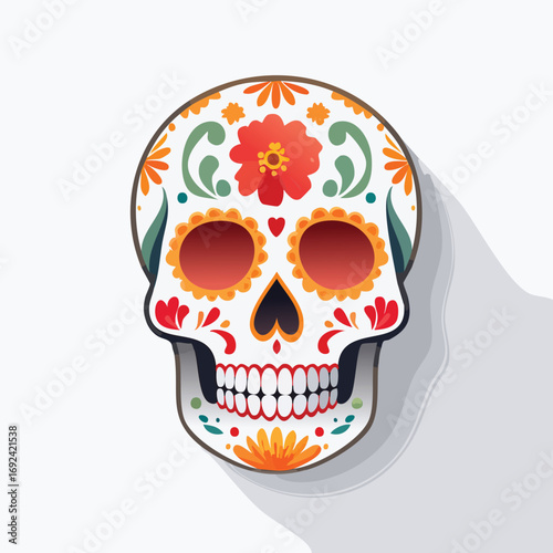 Black vector icon of a scary human skull illustration, a symbol of danger and death, perfect for spooky Halloween designs