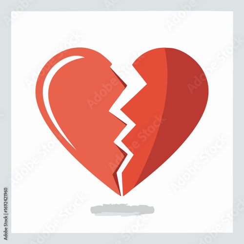 A simple illustration of a broken heart, symbolizing sadness, loss, or heartbreak.