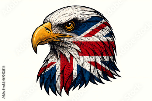 Eagle Head with UK Flag Design