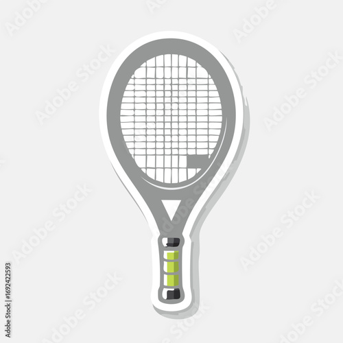 A detailed illustration of a tennis racket with a white background, perfect for sports-related designs.