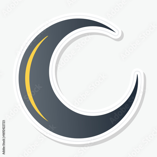 Stylized crescent moon sticker with a yellow stripe, perfect for celestial-themed designs and decorations.