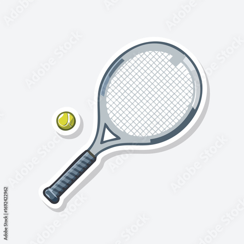 Illustration of a tennis racket and a tennis ball, perfect for sports-related designs.