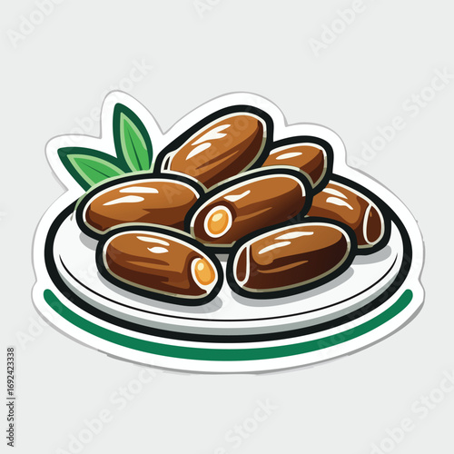 A plate of delicious dates, a sweet and nutritious fruit, arranged for consumption.
