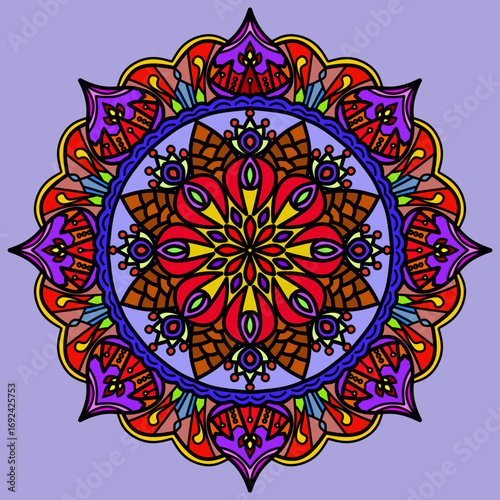 Mandala ornamental round lace pattern, vintage design, bright color, Oriental pattern, vector illustration. Islam, Arabic, Indian, Moroccan, Spain, Turkish, Pakistan, Chinese, mystic, ottoman motifs