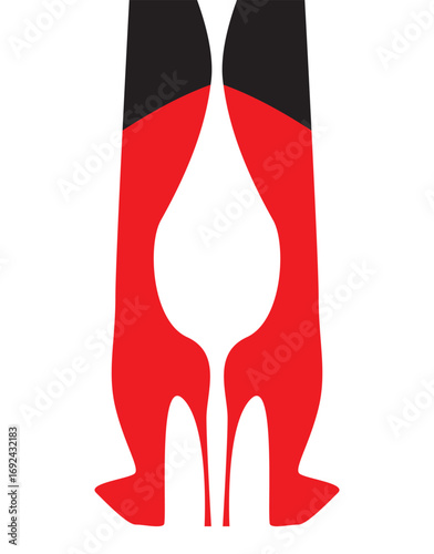 Sexy girls legs silhouette wearing high heels on white background. Vector illustration.	