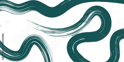 Hand drawn grainy green brush stroke with spray texture. Rough thick brush stroke texture. Grunge distress damaged old banner with zigzag bold line
