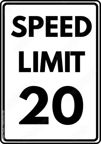 Speed Limit 20 mph Road Sign