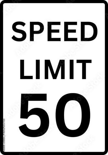 Speed Limit 50 mph Road Sign