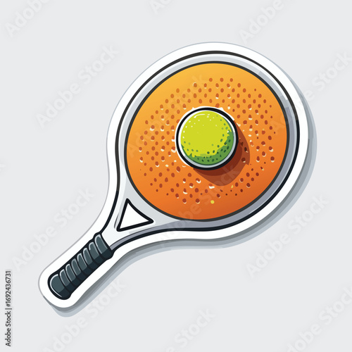Isolated tennis racket with a red ball on a white background, like a kitchen colander utensil