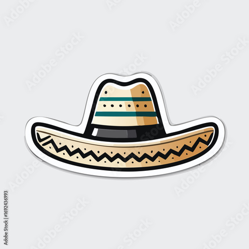 A classic brown leather cowboy hat, a traditional western clothing accessory, is shown as a vector illustration isolated on a white background
