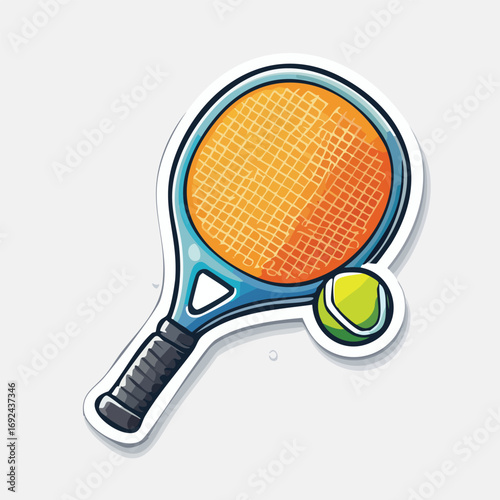 White tennis racket with ball isolated on a transparent background for a fun recreation game