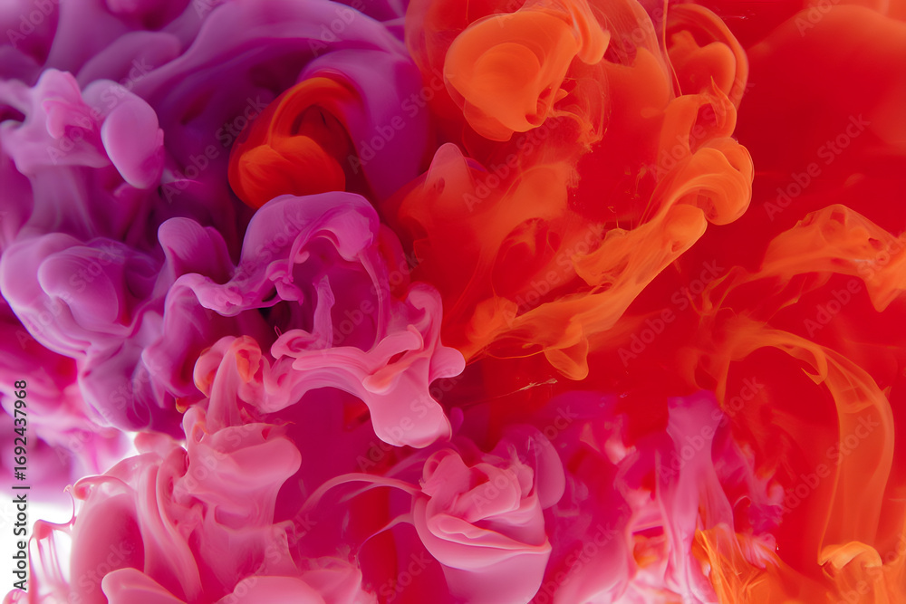 Fototapeta premium Vibrant Ink Plumes Swirling in Water