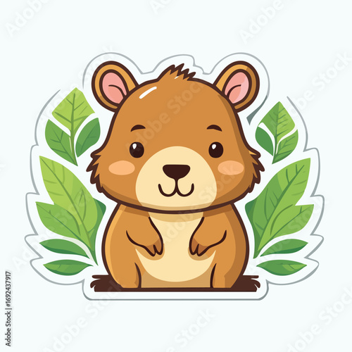 A happy brown cartoon bear cub, a cute fun animal drawing, is an isolated vector illustration of a wild mammal