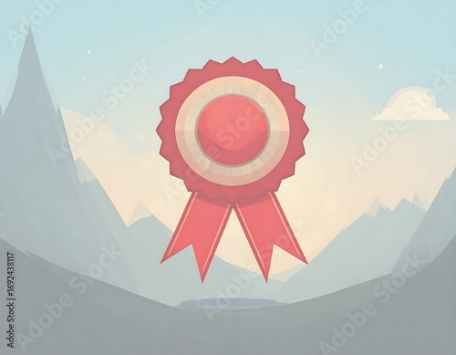 Award graphic on a mountainous landscape