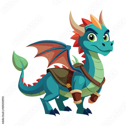 A beautiful dragon 3d cartoon on white background