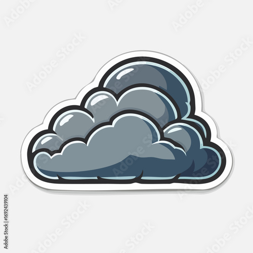Cartoon illustration of a dark, puffy, and ominous cloud with a white outline, ready for a storm.