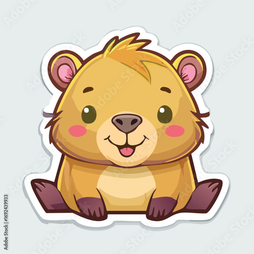 Cute cartoon illustration of a happy, smiling, and adorable groundhog with a friendly expression.