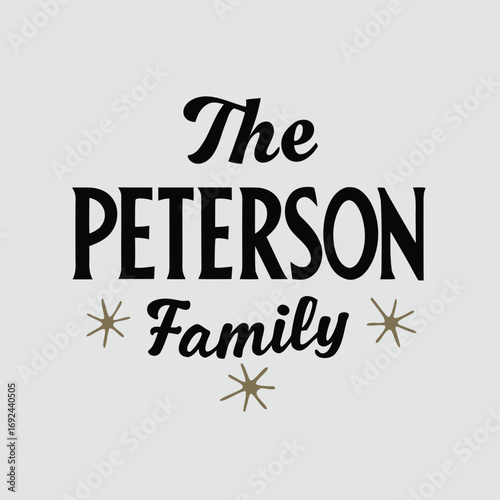 Retro personalized family name sign with a vintage touch and stars