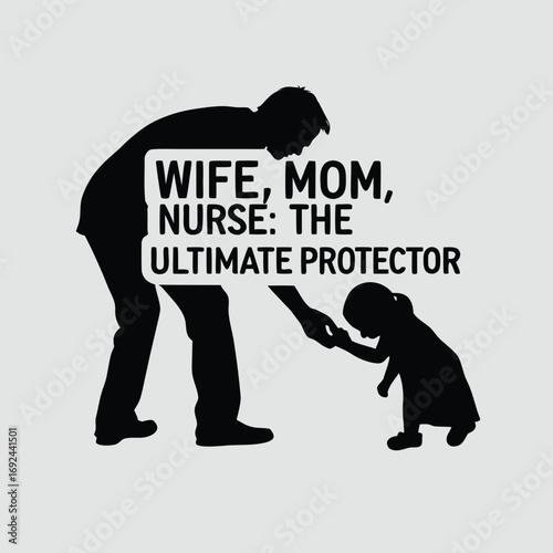 Superhero nurse mom wife ultimate protector silhouette loving family caregiver helping hand