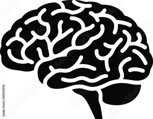 Brain silhouette stroke-only minimal outline, single-stroke vector icon optimized for mobile apps, small sizes, UI elements and clean interfaces