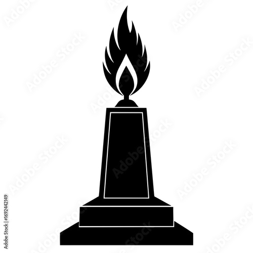Black silhouette of an eternal flame monument