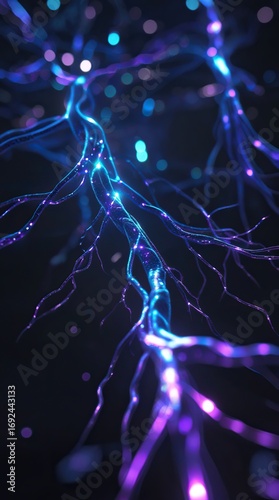 Glowing Neural Pathways, Abstract Light Background, using generative ai