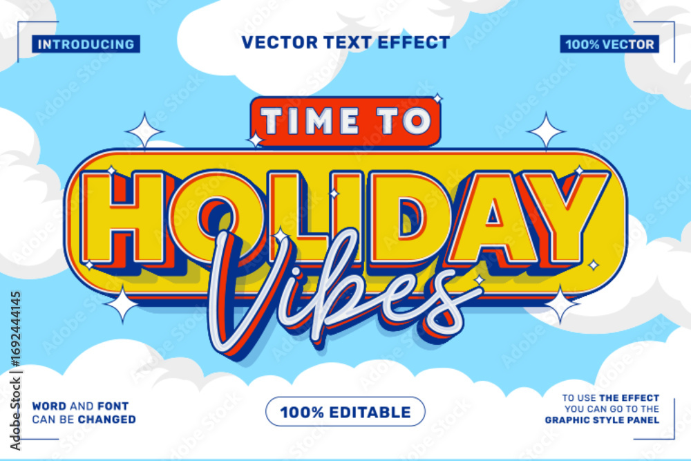 Obraz premium Holiday Vibes Cartoon Style Editable Text Effect