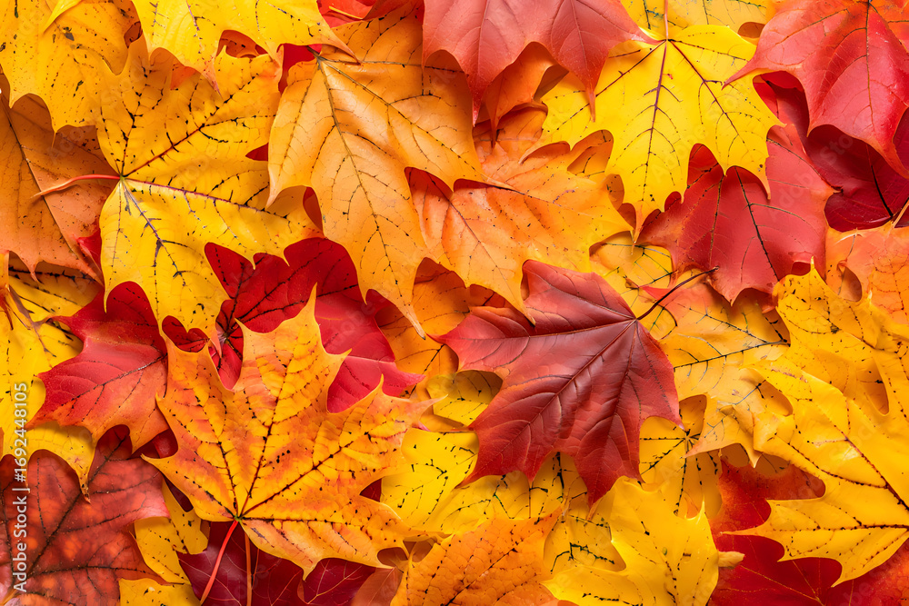 Obraz premium Vibrant Autumn Maple Leaves Background