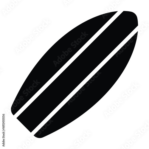 Solid black surfboard silhouette. Perfect for surfing, beach life, summer, and water sport projects.