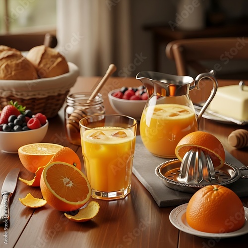 Fresh Orange Juice Breakfast - A Vibrant Start to the Day.