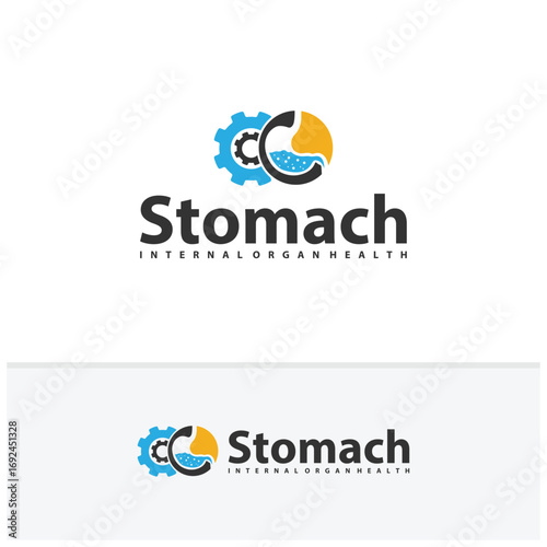 Gear Stomach logo vector. Simple vector logo design for medical human health.