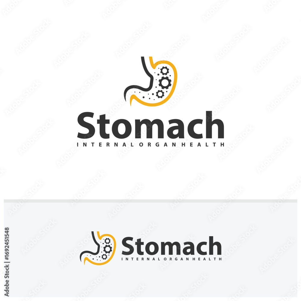 Obraz premium Gear Stomach logo vector. Simple vector logo design for medical human health.