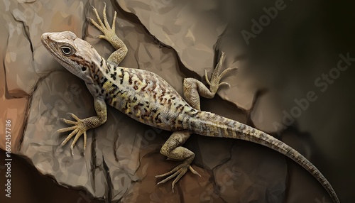 Lizard emoji icon with patterned earthy skin and rock-textured background