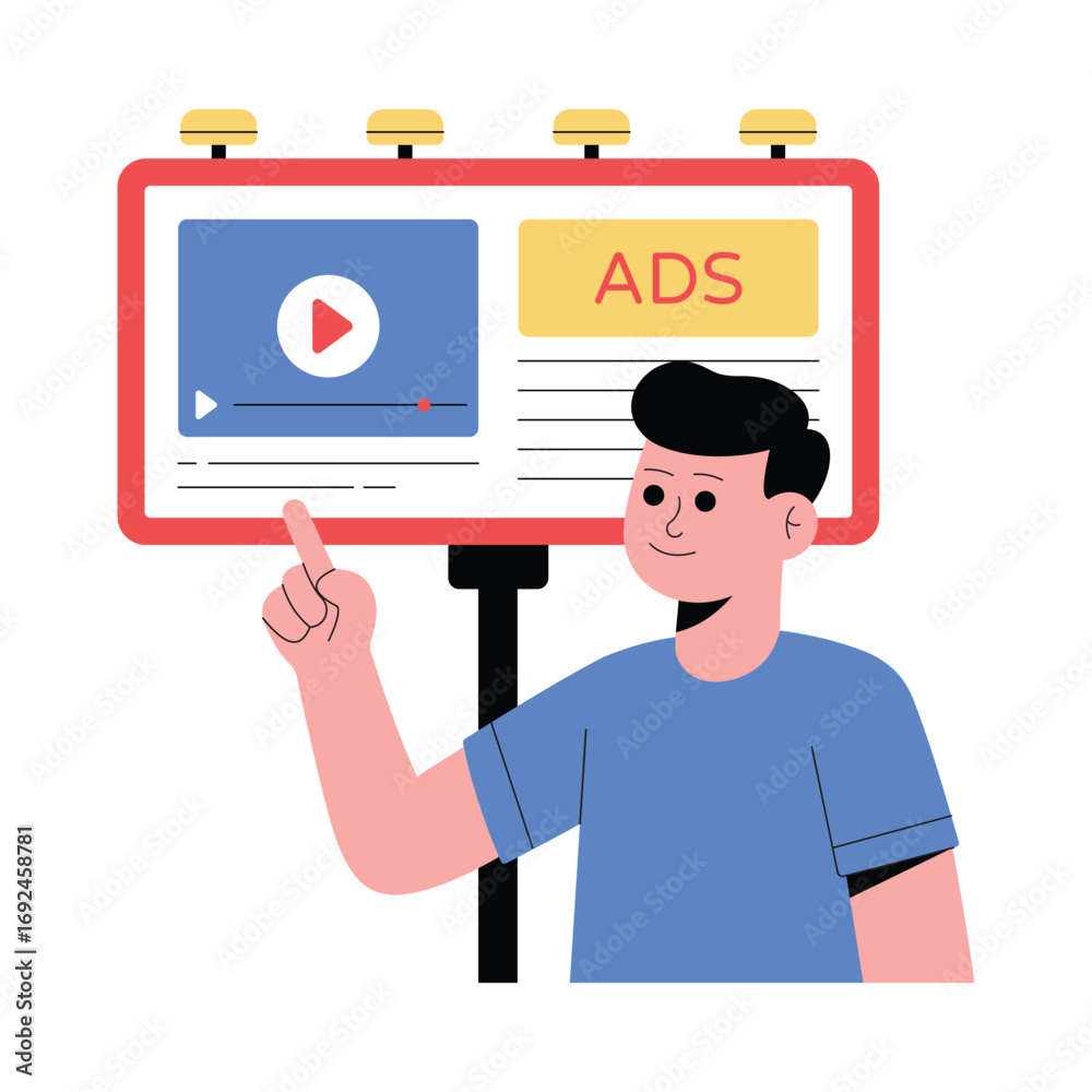Fototapeta premium Billboard Advertisement Flat Vector Illustration 
