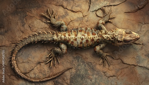 Lizard emoji icon with patterned earthy skin and rock-textured background