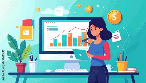 Online marketing budget chart vector