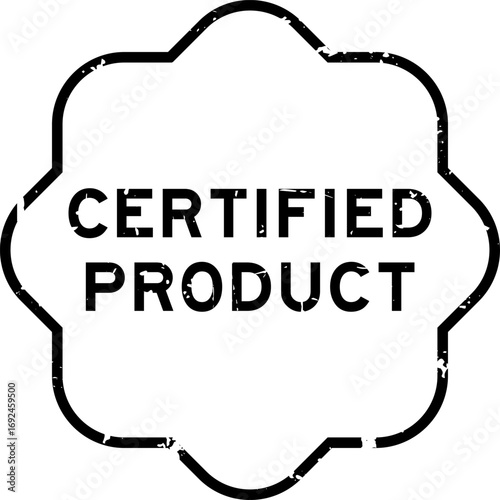 Grunge black certified product word rubber seal stamp on white background
