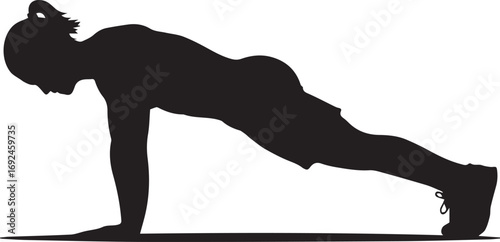 Fitness athlete silhouette performing plank exercise on mat demonstrating strength and core engagement