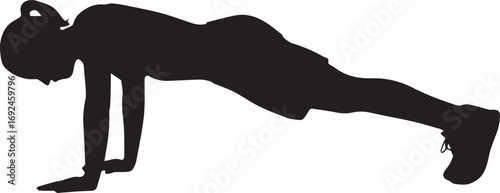 Fitness silhouette woman performing plank exercise strength training athletic lifestyle