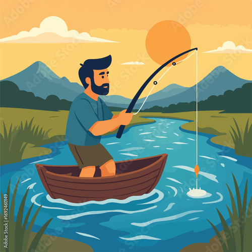 River Fishing in Nature