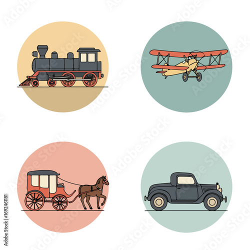 Retro transportation icons