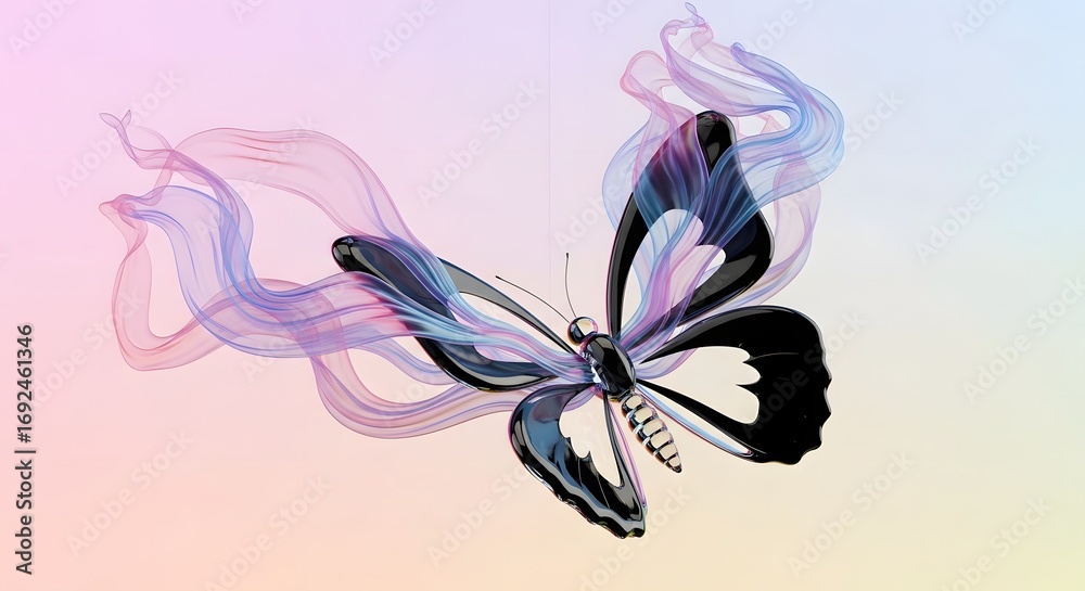 Obraz premium An abstract illustration of a butterfly. Art and nature. A colorful and imaginative depiction of a beautiful insect.